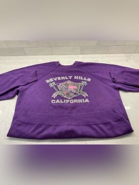 Tultex Purple Graphic Pullover Sweatshirt with Pink Accent